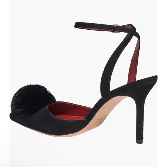 Kate Spade new with tags Amour Pom Pom ankle strap  pumps.  Size 6.5. Suede - Picture 2 of 7